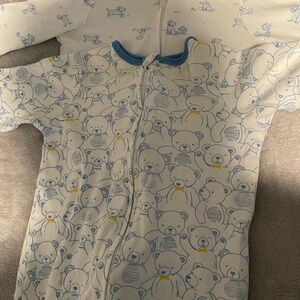 Baby’s Blue and Yellow Bear Print Kids Onesies (2)